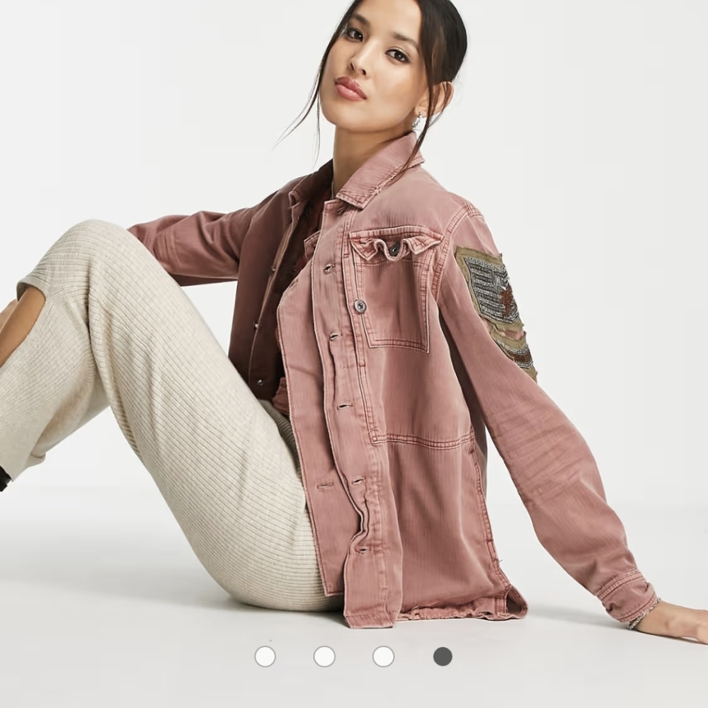 Free People Embroidered Military Jacket Medium